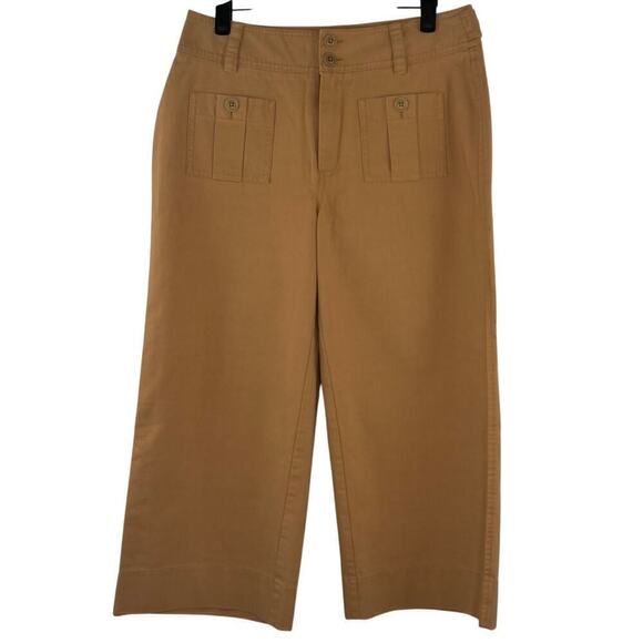 NWOT Sundance Voyager Trouser Cotton Crop Wide Leg Pants Cashew Brown Size P8 - Picture 2 of 6